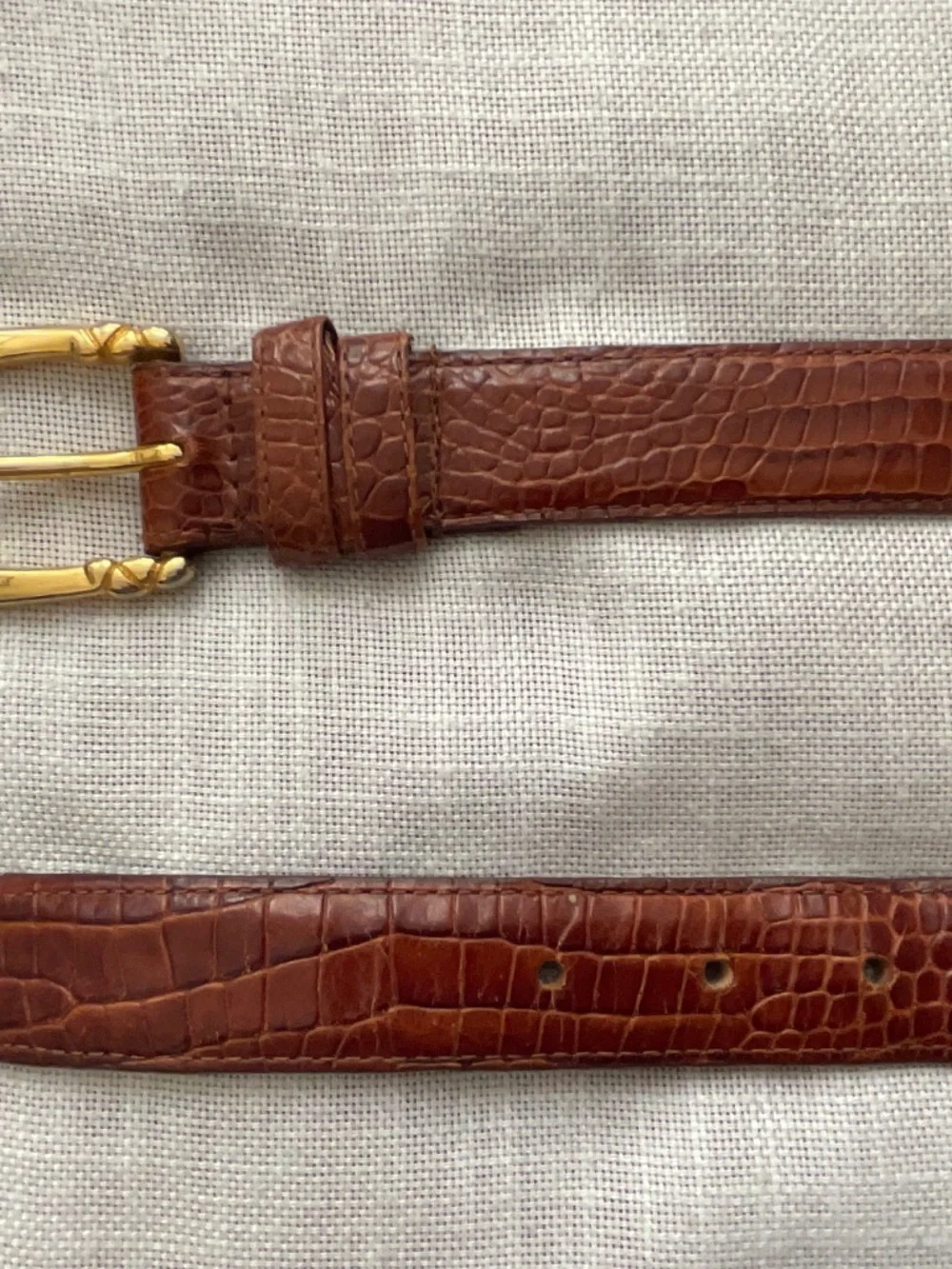 Ritz Brown Croc Embossed Leather Adjustable Belt Size M